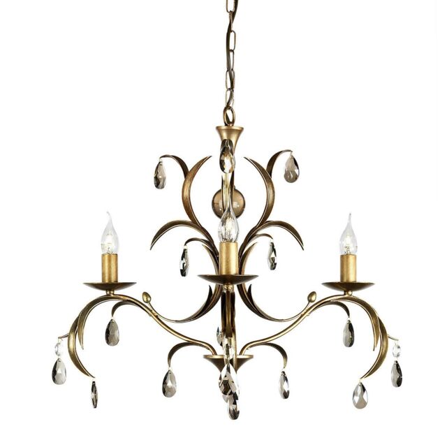 Loops 3 Bulb Chandelier Hanging Pendant LIght Bronze Patina LED E14 60W Bulb