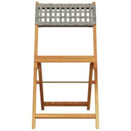 Berkfield Home Beautiful Folding Garden Chairs 4 pcs Grey Poly Rattan & Solid Wood - thumbnail 4