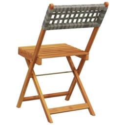 Berkfield Home Beautiful Folding Garden Chairs 4 pcs Grey Poly Rattan & Solid Wood - thumbnail 6