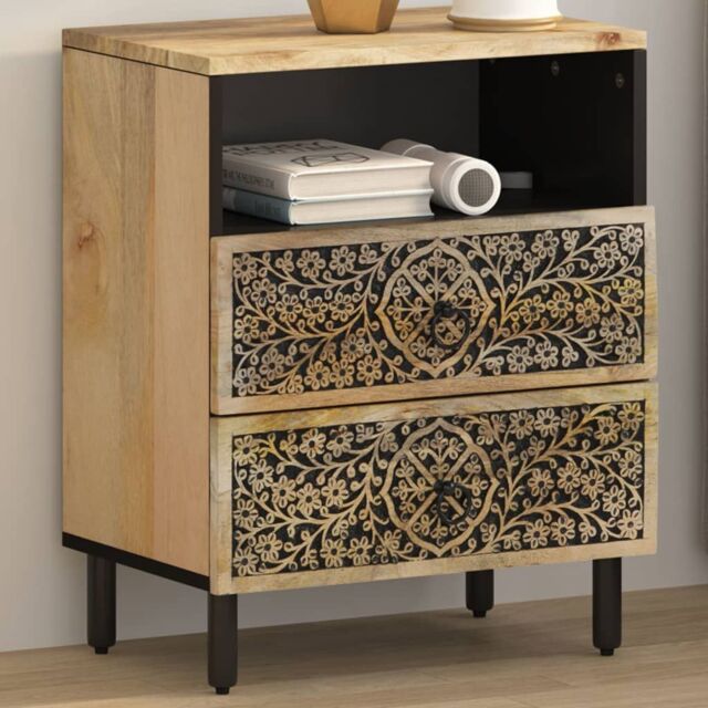 Berkfield Home Bedside Cabinet 50x33x60 cm Solid Wood Mango in Brown - Size: 50 x 33 x 60 cm - image 1