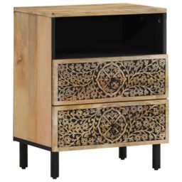 Berkfield Home Bedside Cabinet 50x33x60 cm Solid Wood Mango in Brown - Size: 50 x 33 x 60 cm - thumbnail 2