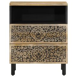 Berkfield Home Bedside Cabinet 50x33x60 cm Solid Wood Mango in Brown - Size: 50 x 33 x 60 cm - thumbnail 5