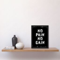 Artery8 Exercise Decor Inspiration No Pain No Gain Inspirational Gym Decor Wall Art Artwork Framed Wall Art Print A4 in Black - thumbnail 2