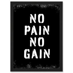 Artery8 Exercise Decor Inspiration No Pain No Gain Inspirational Gym Decor Wall Art Artwork Framed Wall Art Print A4 in Black - thumbnail 1