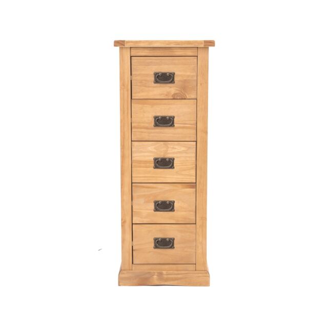Cabinet Bits Lucca 5 Drawer Narrow Chest of Drawers Bras Drop Handle in Light Brown - image 1