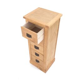Cabinet Bits Lucca 5 Drawer Narrow Chest of Drawers Bras Drop Handle in Light Brown - thumbnail 4