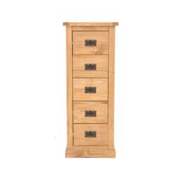 Cabinet Bits Lucca 5 Drawer Narrow Chest of Drawers Bras Drop Handle in Light Brown - thumbnail 1