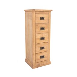 Cabinet Bits Lucca 5 Drawer Narrow Chest of Drawers Bras Drop Handle in Light Brown - thumbnail 2