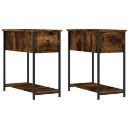 Berkfield Home Bedside Cabinets 2 pcs Smoked Oak 30x60x60 cm Engineered Wood in Brown - Size: 30 x 60 x 60 cm - thumbnail 2