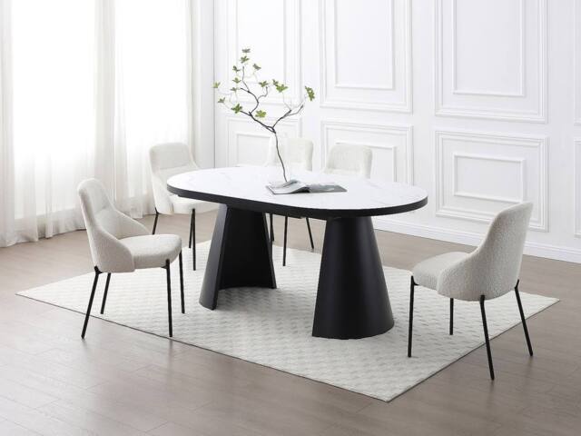 Vente-unique 6 - 10 Seater Extendable Dining Table In MDF & Metal - White and in Black - image 1
