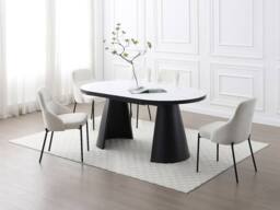 Vente-unique 6 - 10 Seater Extendable Dining Table In MDF & Metal - White and in Black - thumbnail 3