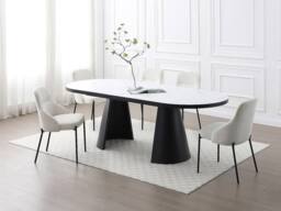 Vente-unique 6 - 10 Seater Extendable Dining Table In MDF & Metal - White and in Black - thumbnail 4