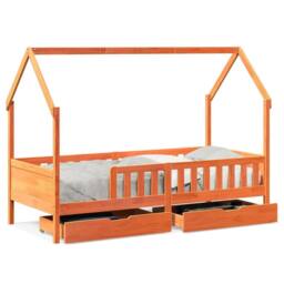 Berkfield Home Kids Bed Frame with Drawers without Mattress 90x190 cm Single Solid Wood in Brown - thumbnail 2
