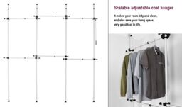 House of Home Wardrobe Triple Telescopic Organise Hanging Rail Clothes Rack Adjustable Storage in White - thumbnail 6