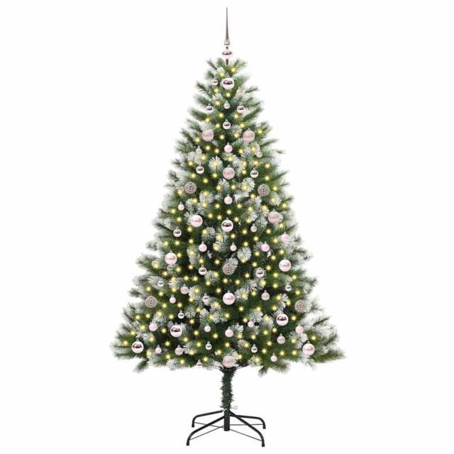 Berkfield Home Lush Artificial Hinged Christmas Tree with Flocked Snow 180 cm in Green - image 1