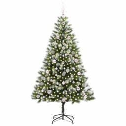 Berkfield Home Lush Artificial Hinged Christmas Tree with Flocked Snow 180 cm in Green - thumbnail 1