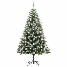 Berkfield Home Lush Artificial Hinged Christmas Tree with Flocked Snow 180 cm in Green - thumbnail 4