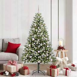 Berkfield Home Lush Artificial Hinged Christmas Tree with Flocked Snow 180 cm in Green - thumbnail 2