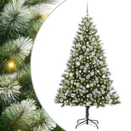 Berkfield Home Lush Artificial Hinged Christmas Tree with Flocked Snow 180 cm in Green - thumbnail 3