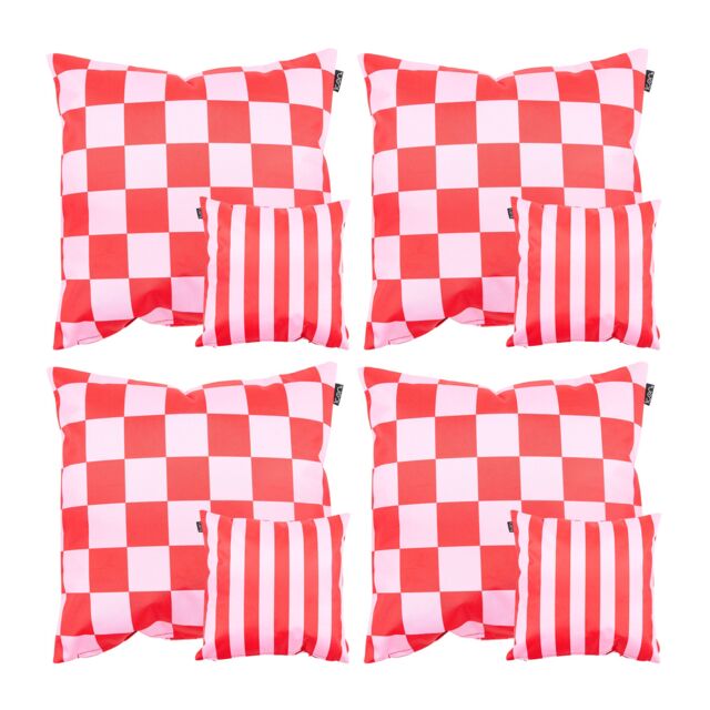 icon Indoor & Outdoor Checkerboard Waterproof Cushion Green 4x in Pink - Size: 43 cm x 43 cm - image 1