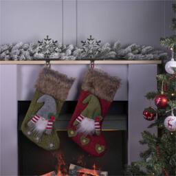 mysmartbuy 2x Christmas Stocking Holders Aluminium Snowflake Design Weighted Base in Dark Grey - thumbnail 3
