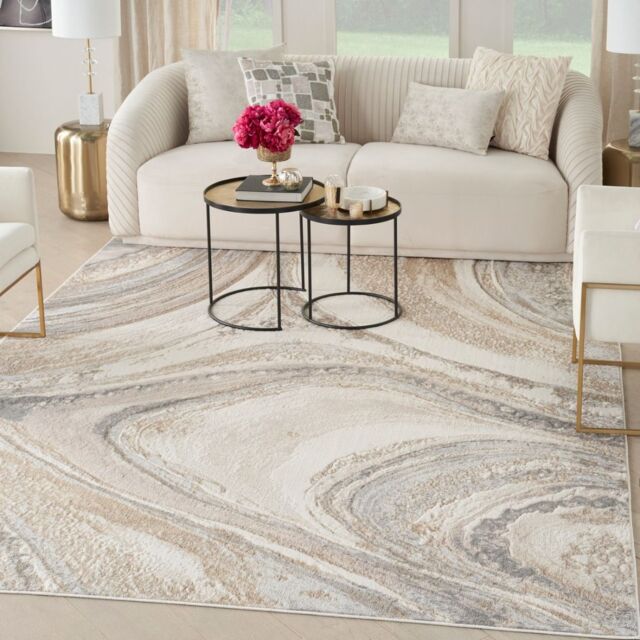 The Rug Shop UK Modern Abstract Polyester Easy To Clean Cream Area Rug in Grey - Size: 240 cm x 300 cm - image 1