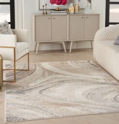 The Rug Shop UK Modern Abstract Polyester Easy To Clean Cream Area Rug in Grey - Size: 240 cm x 300 cm - thumbnail 2