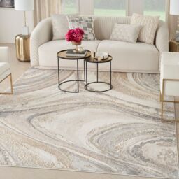 The Rug Shop UK Modern Abstract Polyester Easy To Clean Cream Area Rug in Grey - Size: 240 cm x 300 cm - thumbnail 1