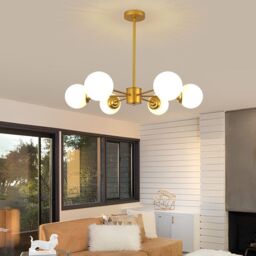COMELY Industrial Ceiling Light, 6 Lights Vintage Sputnik Chandelier, E27 Base in Gold - thumbnail 4