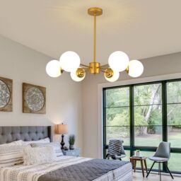 COMELY Industrial Ceiling Light, 6 Lights Vintage Sputnik Chandelier, E27 Base in Gold - thumbnail 5