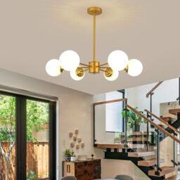 COMELY Industrial Ceiling Light, 6 Lights Vintage Sputnik Chandelier, E27 Base in Gold - thumbnail 2