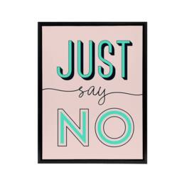 "Artery8 Just Say No Quote Framed Canvas Wall Art Print in Pink - Size: W12"" x H16""" - thumbnail 1