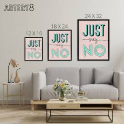 "Artery8 Just Say No Quote Framed Canvas Wall Art Print in Pink - Size: W12"" x H16""" - thumbnail 4