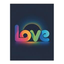 "Artery8 Love Colourful Typography Retro Solar Eclipse Wall Art Print in Blue - Size: W12"" x H16""" - thumbnail 1