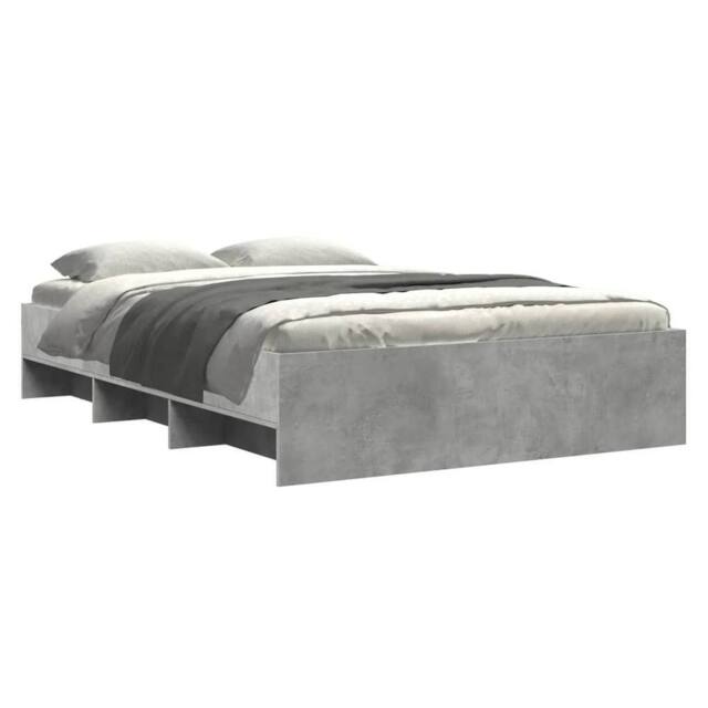 Berkfield Home Durable Bed Frame without Mattress Concrete Grey 140x200cm Engine - Size: 140x200 cm - image 1