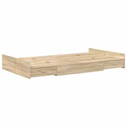Berkfield Home Storage Bed Frame Sonoma oak 120 x 200 cm Engineered wood in Light Brown - thumbnail 1