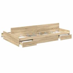 Berkfield Home Storage Bed Frame Sonoma oak 120 x 200 cm Engineered wood in Light Brown - thumbnail 3