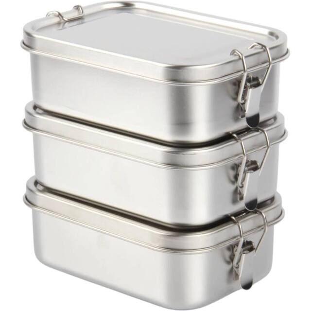KORVIXA 3PCS Stainless Steel Bento Lunch Box 750ml in Silver - Size: 500mm - image 1
