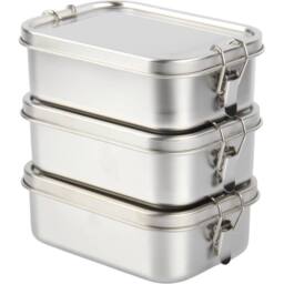 KORVIXA 3PCS Stainless Steel Bento Lunch Box 750ml in Silver - Size: 500mm