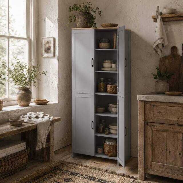 Wyld Haus Keketa 171cm Grey 4 Door Wooden Pantry Cabinet - image 1