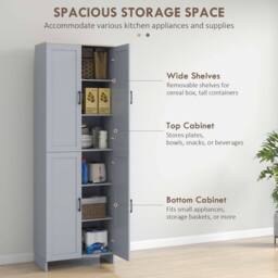 Wyld Haus Keketa 171cm Grey 4 Door Wooden Pantry Cabinet - thumbnail 5