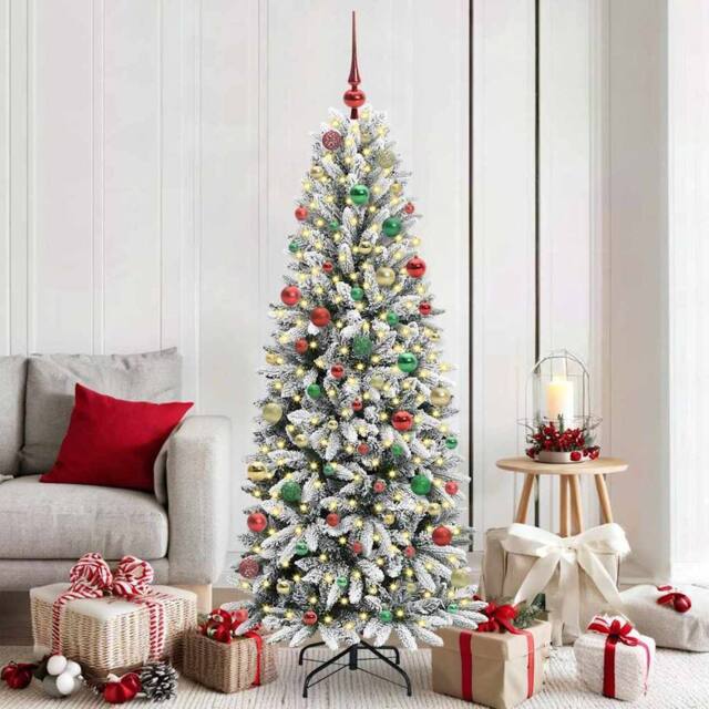 Berkfield Home Artificial Christmas Tree with 300 LEDs White 73 x 73 x 180 cm - image 1