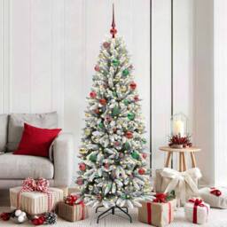 Berkfield Home Artificial Christmas Tree with 300 LEDs White 73 x 73 x 180 cm - thumbnail 1