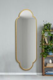 "MirrorOutlet Gold Metal Framed Double Arched Oval Wall Mirror 67"" X 23"" 170 X 59M - Size: 1 Pack" - thumbnail 1