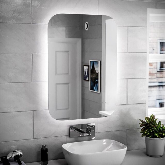 Nes Home Motion Sensor Bathroom LED Mirror Shaver Socket Demister 600 x 800mm in Silver - image 1