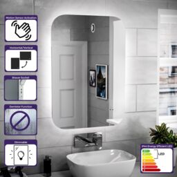 Nes Home Motion Sensor Bathroom LED Mirror Shaver Socket Demister 600 x 800mm in Silver - thumbnail 2