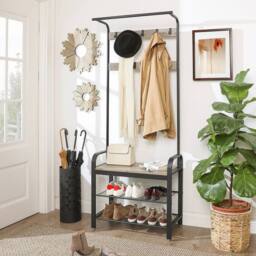 Kelvenix Coat Rack Stand Free Standing Hall Tree Coat Stand in Black - thumbnail 5