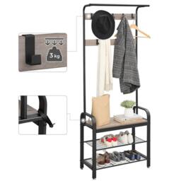 Kelvenix Coat Rack Stand Free Standing Hall Tree Coat Stand in Black