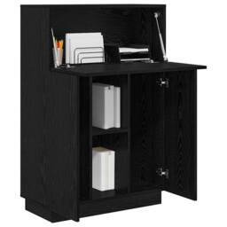 Berkfield Home Modern Black Oak Writing Desk Black Oak Engineered Wood Medium Sturdy - thumbnail 1