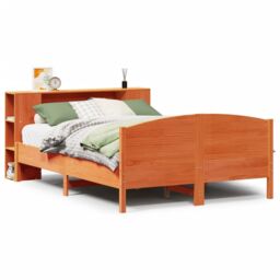 Berkfield Home Bookcase Bed without Mattress Wax Brown 135x190cm Solid Wood Pine - Size: 135x190 cm - thumbnail 2